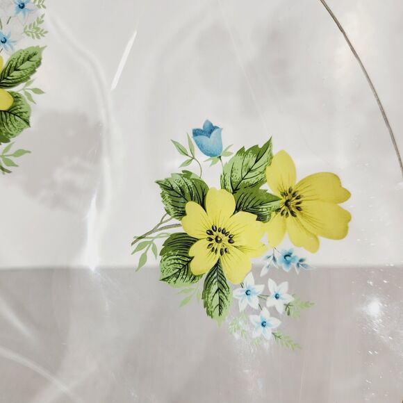 Chance Glass Floral Divided Plate Platter Decorative MCM Vtg Yellow Gold 9 1/2in - Picture 7 of 9